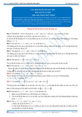 Bài tập tự luyện Các bài toán về cực trị
